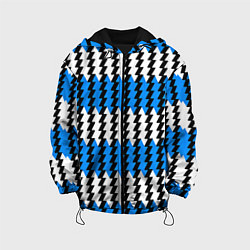 Куртка с капюшоном детская Вертикальные бело-синие полосы, цвет: 3D-черный