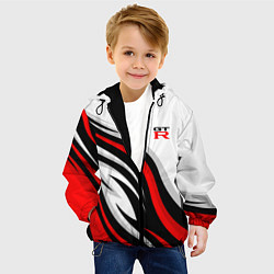 Куртка с капюшоном детская Nissan GTR - красные языки пламени, цвет: 3D-черный — фото 2