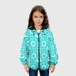 Куртка с капюшоном детская Бирюзовая цветочная геометрия, цвет: 3D-черный — фото 2