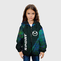 Куртка с капюшоном детская Mazda sport glitch blue, цвет: 3D-черный — фото 2