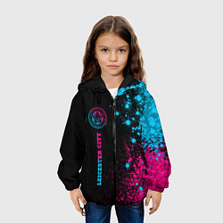 Куртка с капюшоном детская Leicester City - neon gradient по-вертикали, цвет: 3D-черный — фото 2