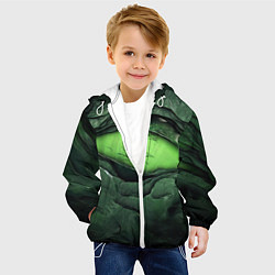 Куртка с капюшоном детская Разрез на зеленой абстракции, цвет: 3D-белый — фото 2