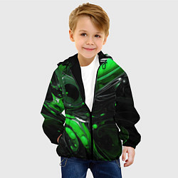 Куртка с капюшоном детская Green dark abstract geometry style, цвет: 3D-черный — фото 2