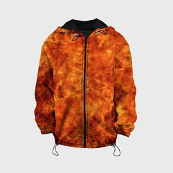 Куртка с капюшоном детская Пламя 8бит текстура, цвет: 3D-черный