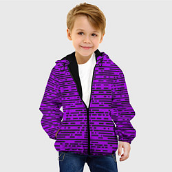 Куртка с капюшоном детская Чёрные полосы на фиолетовом фоне, цвет: 3D-черный — фото 2