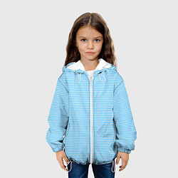 Куртка с капюшоном детская Светлый голубой в белую полоску, цвет: 3D-белый — фото 2