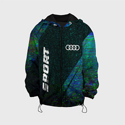 Куртка с капюшоном детская Audi sport glitch blue, цвет: 3D-черный