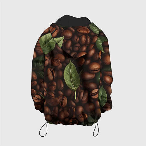 Детская куртка Кофейные зёрна с листьями / 3D-Черный – фото 2