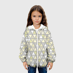 Куртка с капюшоном детская Паттерн геометрия светлый жёлто-серый, цвет: 3D-белый — фото 2