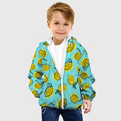 Куртка с капюшоном детская Летние лимоны - паттерн, цвет: 3D-белый — фото 2