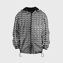 Куртка с капюшоном детская Чёрно-белые волнистые линии, цвет: 3D-черный