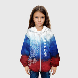 Куртка с капюшоном детская Герб России и флаг, цвет: 3D-белый — фото 2