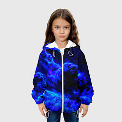 Куртка с капюшоном детская Синий густой дым - inferno blue, цвет: 3D-белый — фото 2