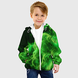Куртка с капюшоном детская Зелёный густой дым - inferno green, цвет: 3D-белый — фото 2