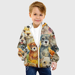 Куртка с капюшоном детская Красочный паттерн с щенками, цвет: 3D-белый — фото 2