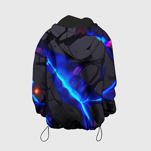 Детская куртка Темный синий неон из разлома плит / 3D-Черный – фото 2