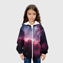 Куртка с капюшоном детская Абстрактный космос фантастика, цвет: 3D-белый — фото 2