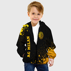 Куртка с капюшоном детская AC Milan - gold gradient вертикально, цвет: 3D-черный — фото 2