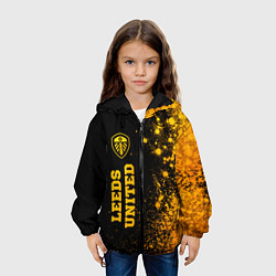 Куртка с капюшоном детская Leeds United - gold gradient по-вертикали, цвет: 3D-черный — фото 2