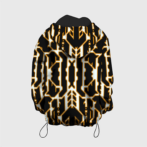 Детская куртка Техно белые линии с жёлтой обводкой на чёрном фоне / 3D-Черный – фото 2