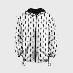 Куртка с капюшоном детская Белый в чёрный горошек узором, цвет: 3D-черный
