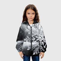 Куртка с капюшоном детская Чено-белая снежинка, цвет: 3D-черный — фото 2