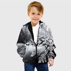 Куртка с капюшоном детская Чено-белая снежинка, цвет: 3D-черный — фото 2