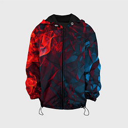 Куртка с капюшоном детская Темная абстракция с разломом красных плит, цвет: 3D-черный