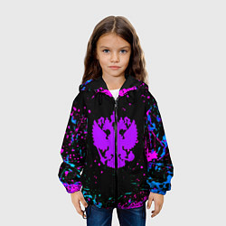 Куртка с капюшоном детская Герб в стиле киберпанк краски, цвет: 3D-черный — фото 2