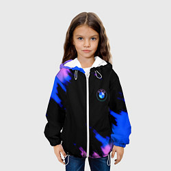 Куртка с капюшоном детская BMW неоновые краски спорт, цвет: 3D-белый — фото 2