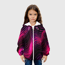 Куртка с капюшоном детская Неоновая яркая геометрическая абстракция со светом, цвет: 3D-белый — фото 2