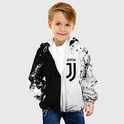 Куртка с капюшоном детская Juventus краски текстура спорт, цвет: 3D-белый — фото 2