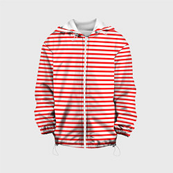 Куртка с капюшоном детская Красно-белый полосатый, цвет: 3D-белый