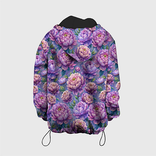 Детская куртка Крупные пионы садовые дачные цветы паттерн / 3D-Черный – фото 2