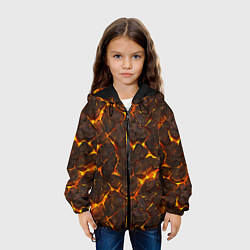 Куртка с капюшоном детская Элементаль магмы текстура, цвет: 3D-черный — фото 2