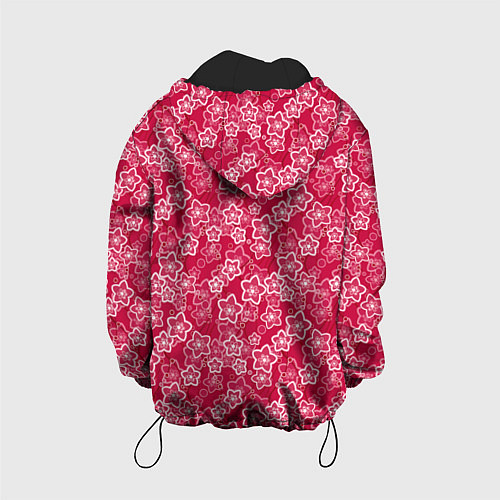 Детская куртка Красно-белый цветочный узор ретро / 3D-Черный – фото 2