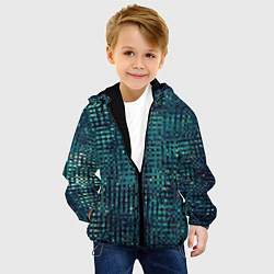 Куртка с капюшоном детская Сине-бирюзовый абстрактный, цвет: 3D-черный — фото 2