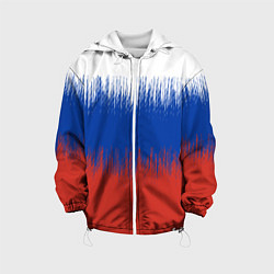 Куртка с капюшоном детская Российский флаг градиент, цвет: 3D-белый