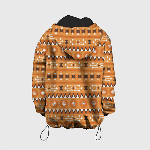 Детская куртка Этническая геометрия в коричневом цвете / 3D-Черный – фото 2
