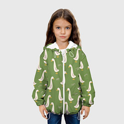 Куртка с капюшоном детская Утки на зеленой травке - паттерн, цвет: 3D-белый — фото 2