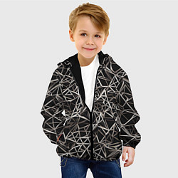 Куртка с капюшоном детская Белые линии на чёрном фоне, цвет: 3D-черный — фото 2