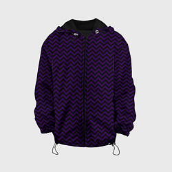 Куртка с капюшоном детская Чёрно-фиолетовый ломаные полосы, цвет: 3D-черный