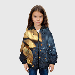 Куртка с капюшоном детская Золотые листья на темном фоне, цвет: 3D-черный — фото 2
