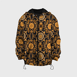 Куртка с капюшоном детская Золоте классические узоры паттерн из ткани, цвет: 3D-черный