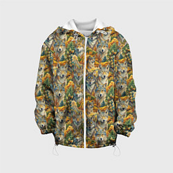 Куртка с капюшоном детская Волчий мотив, цвет: 3D-белый