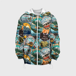 Куртка с капюшоном детская Adventure stickers, цвет: 3D-белый