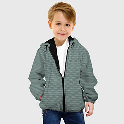 Куртка с капюшоном детская Пыльно-зелёный паттерн ромбы, цвет: 3D-черный — фото 2