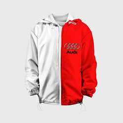Куртка с капюшоном детская AUDI logo полосы, цвет: 3D-белый