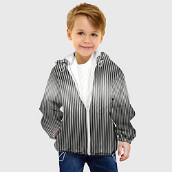 Куртка с капюшоном детская Серые вертикальные линии, цвет: 3D-белый — фото 2
