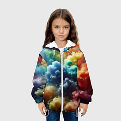 Куртка с капюшоном детская Яркий цветной дым, цвет: 3D-белый — фото 2
